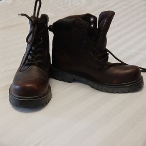 Bass Men's Dark Brown Leather Lace-Up Waterproof Boots 9